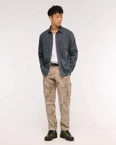 Abercrombie & Fitch Twill Button-up Shirt In Gray