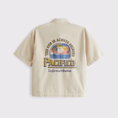 Abercrombie & Fitch Short-sleeve Pacífico Workwear Button-up Shirt In Nude