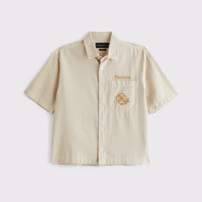 Abercrombie & Fitch Short-sleeve Pacífico Workwear Button-up Shirt In Nude