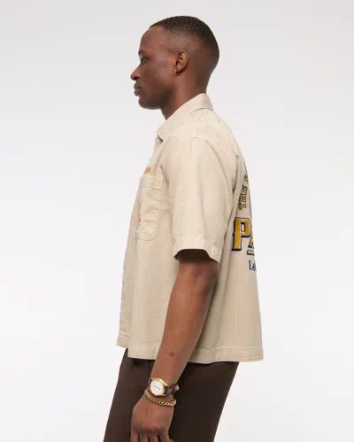 Abercrombie & Fitch Short-sleeve Pacífico Workwear Button-up Shirt In Nude