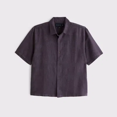 Abercrombie & Fitch Short-sleeve Jacquard Button-up Shirt In Blue