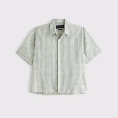 Abercrombie & Fitch Short-sleeve Textural Plaid Button-up Shirt In Green