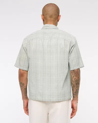 Abercrombie & Fitch Short-sleeve Textural Plaid Button-up Shirt In Green
