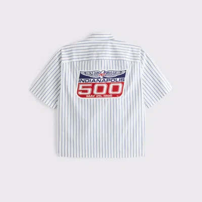 Abercrombie & Fitch Short-sleeve Racing Workwear Button-up Shirt In White