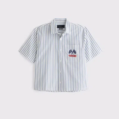 Abercrombie & Fitch Short-sleeve Racing Workwear Button-up Shirt In White