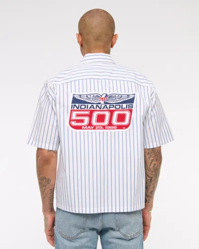 Abercrombie & Fitch Short-sleeve Racing Workwear Button-up Shirt In White