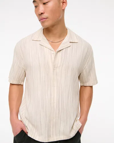 Abercrombie & Fitch Camp Collar Summer Linen-blend Shirt In Neutral