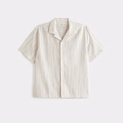 Abercrombie & Fitch Camp Collar Summer Linen-blend Shirt In Neutral