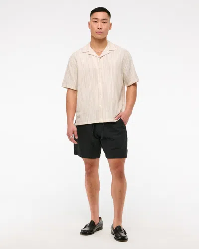 Abercrombie & Fitch Camp Collar Summer Linen-blend Shirt In Neutral
