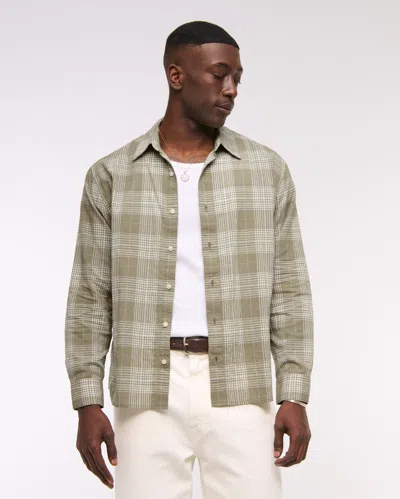 Abercrombie & Fitch Lightweight Crinkle Button-up Shirt In Multi