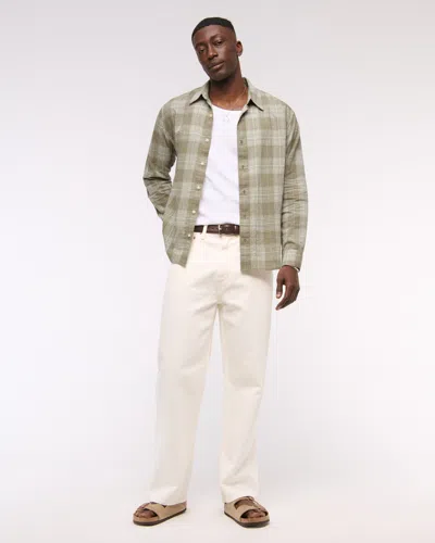 Abercrombie & Fitch Lightweight Crinkle Button-up Shirt In Multi