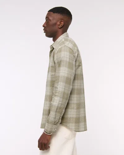 Abercrombie & Fitch Lightweight Crinkle Button-up Shirt In Multi