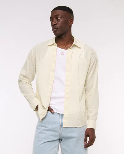 Abercrombie & Fitch Lightweight Crinkle Button-up Shirt In Sand