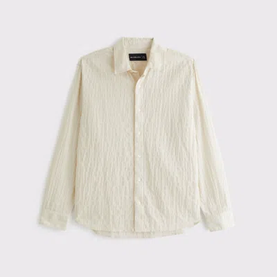 Abercrombie & Fitch Lightweight Crinkle Button-up Shirt In Sand