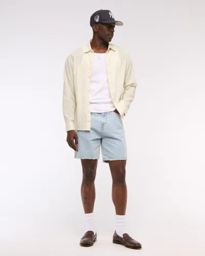 Abercrombie & Fitch Lightweight Crinkle Button-up Shirt In Sand