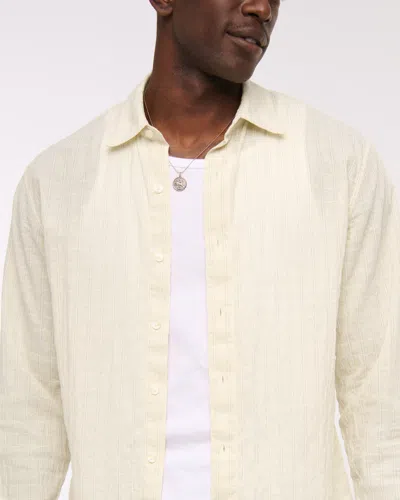 Abercrombie & Fitch Lightweight Crinkle Button-up Shirt In Sand