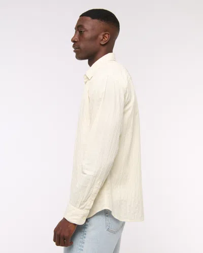 Abercrombie & Fitch Lightweight Crinkle Button-up Shirt In Sand