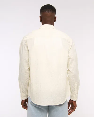 Abercrombie & Fitch Lightweight Crinkle Button-up Shirt In Sand