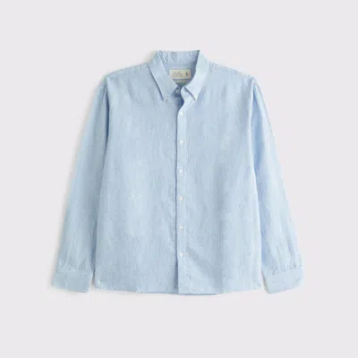 Abercrombie & Fitch Linen Button-up Shirt In Blue