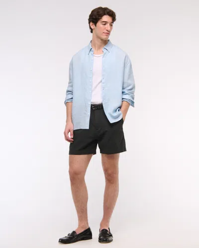 Abercrombie & Fitch Linen Button-up Shirt In Blue