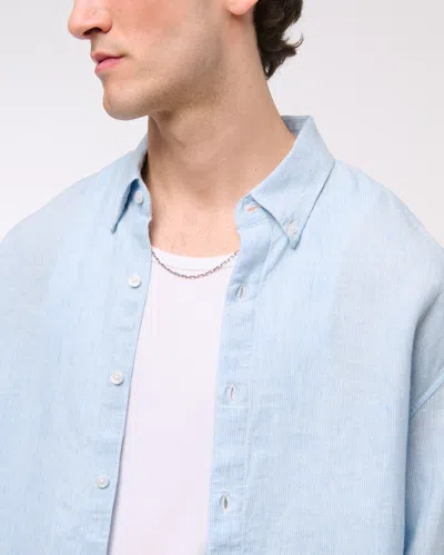 Abercrombie & Fitch Linen Button-up Shirt In Blue