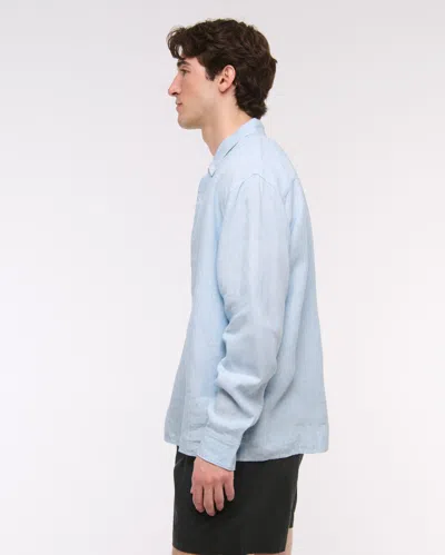 Abercrombie & Fitch Linen Button-up Shirt In Blue