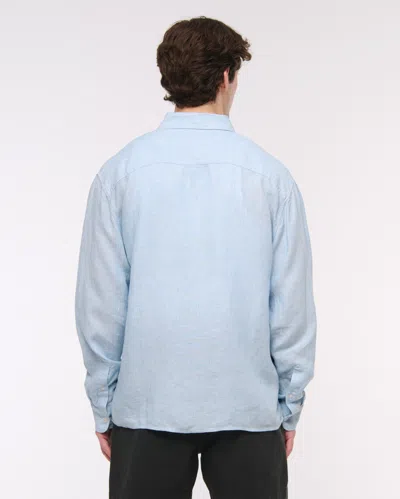Abercrombie & Fitch Linen Button-up Shirt In Blue