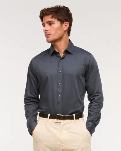 Abercrombie & Fitch A&f Collins Slim Stretch Suiting Shirt In Black
