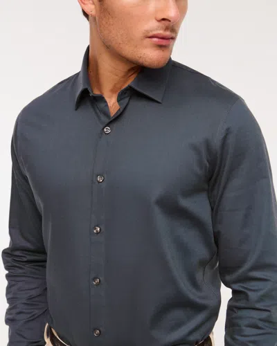 Abercrombie & Fitch A&f Collins Slim Stretch Suiting Shirt In Black