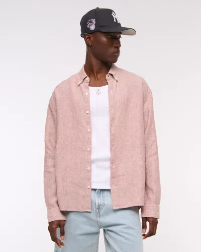 Abercrombie & Fitch Linen Button-up Shirt In Red