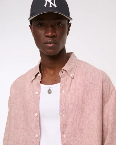 Abercrombie & Fitch Linen Button-up Shirt In Red