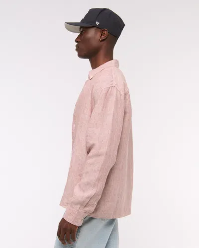 Abercrombie & Fitch Linen Button-up Shirt In Red