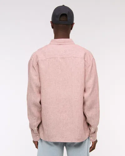 Abercrombie & Fitch Linen Button-up Shirt In Red