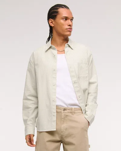 Abercrombie & Fitch Summer Linen-blend Button-up Shirt In White