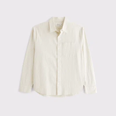 Abercrombie & Fitch Summer Linen-blend Button-up Shirt In White