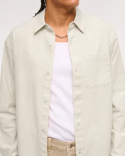 Abercrombie & Fitch Summer Linen-blend Button-up Shirt In White