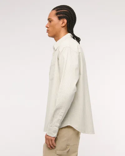 Abercrombie & Fitch Summer Linen-blend Button-up Shirt In White