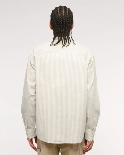 Abercrombie & Fitch Summer Linen-blend Button-up Shirt In White