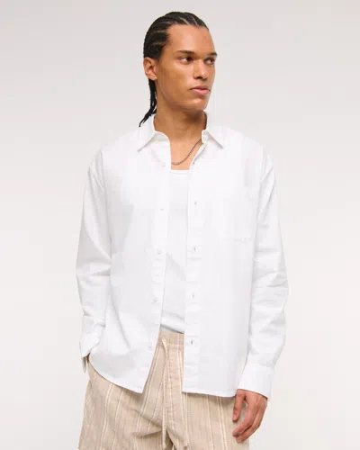 Abercrombie & Fitch Summer Linen-blend Button-up Shirt In White