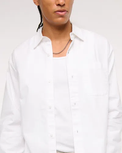 Abercrombie & Fitch Summer Linen-blend Button-up Shirt In White