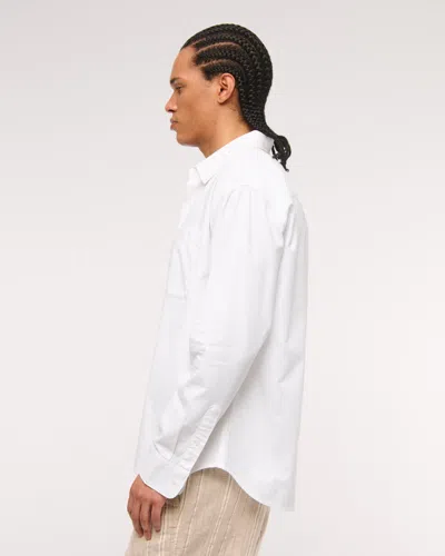 Abercrombie & Fitch Summer Linen-blend Button-up Shirt In White