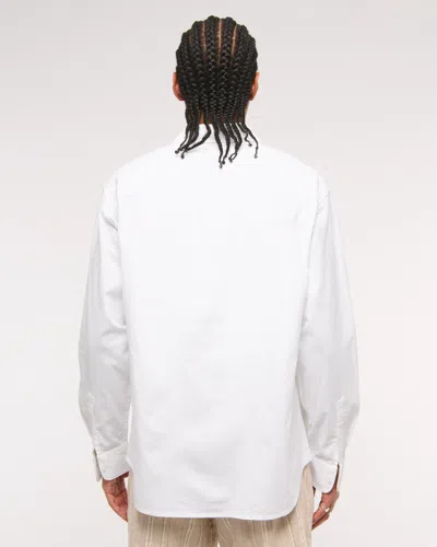 Abercrombie & Fitch Summer Linen-blend Button-up Shirt In White