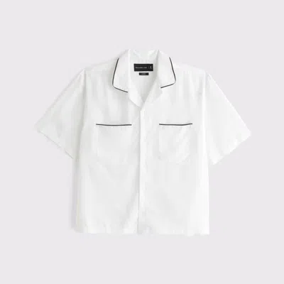Abercrombie & Fitch Camp Collar Cupro Shirt In White