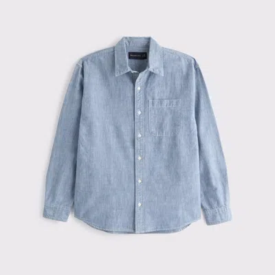 Abercrombie & Fitch Chambray Button-up Shirt In Blue