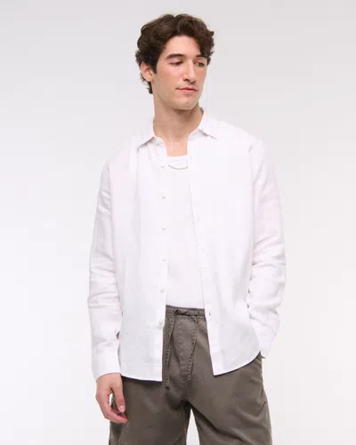 Abercrombie & Fitch The A&f Collins Linen-blend Shirt In White