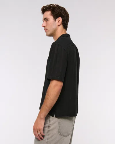 Abercrombie & Fitch Camp Collar Button-up Shirt In Black