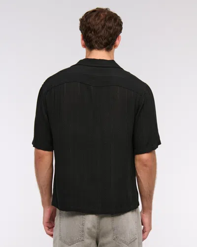 Abercrombie & Fitch Camp Collar Button-up Shirt In Black