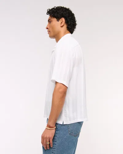 Abercrombie & Fitch Camp Collar Button-up Shirt In White