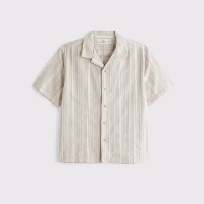 Abercrombie & Fitch Camp Collar Summer Linen-blend Shirt In Brown