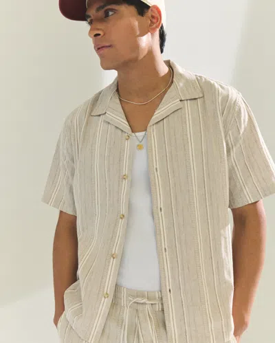 Abercrombie & Fitch Camp Collar Summer Linen-blend Shirt In Brown